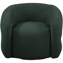 Meridian Roxbury Green Boucle Fabric Swivel Accent Chair