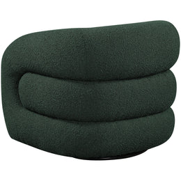 Meridian Roxbury Green Boucle Fabric Swivel Accent Chair