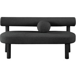 Meridian Parlor Black Boucle Fabric Bench