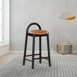 Meridian Calvin Cognac Vegan Leather Stool