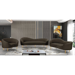 Meridian Ritz Brown Boucle Fabric Chair