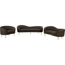Meridian Ritz Brown Boucle Fabric Chair