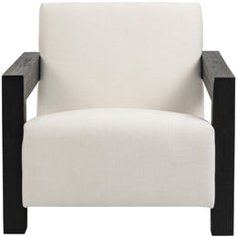 Meridian Ward Cream Linen Textured Fabric Accent Chair
