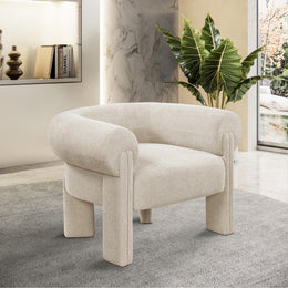 Meridian Stefano Beige Polyester Fabric Accent Chair