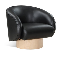 Meridian Gibson Black Vegan Leather Swivel Accent Chair