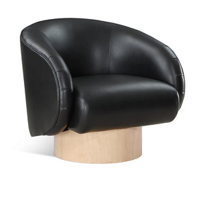 Meridian Gibson Black Vegan Leather Swivel Accent Chair