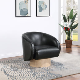 Meridian Gibson Black Vegan Leather Swivel Accent Chair