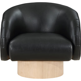Meridian Gibson Black Vegan Leather Swivel Accent Chair