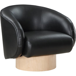 Meridian Gibson Black Vegan Leather Swivel Accent Chair