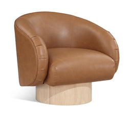 Meridian Gibson Cognac Vegan Leather Swivel Accent Chair