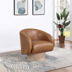 Meridian Gibson Cognac Vegan Leather Swivel Accent Chair