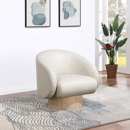 Meridian Gibson Cream Vegan Leather Swivel Accent Chair