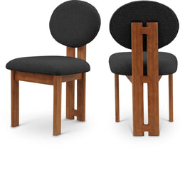 Meridian Napa Black Boucle Fabric Dining Chair