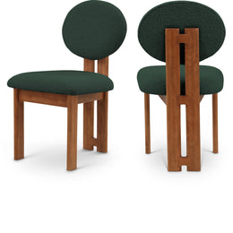 Meridian Napa Green Boucle Fabric Dining Chair