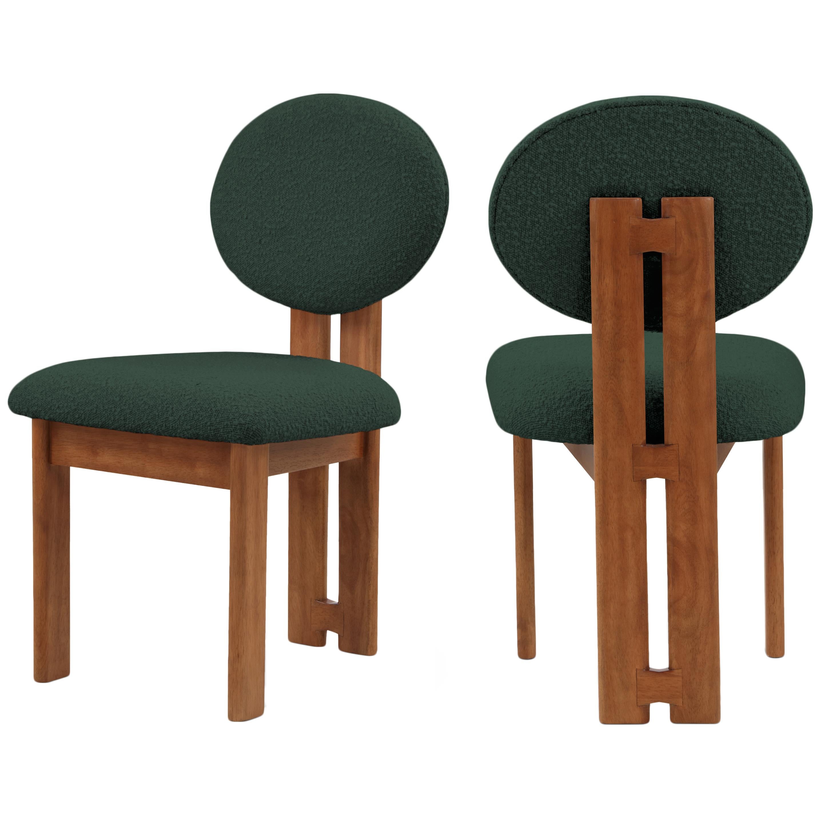 Meridian Napa Green Boucle Fabric Dining Chair
