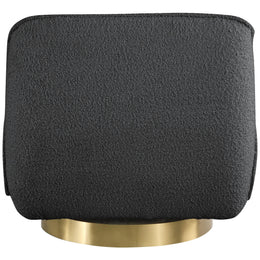 Meridian Geneva Black Boucle Fabric Swivel Accent Chair