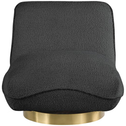 Meridian Geneva Black Boucle Fabric Swivel Accent Chair