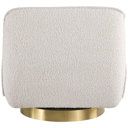 Meridian Geneva Cream Boucle Fabric Swivel Accent Chair