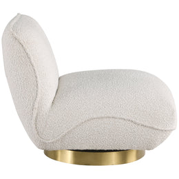 Meridian Geneva Cream Boucle Fabric Swivel Accent Chair