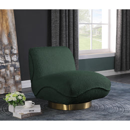 Meridian Geneva Green Boucle Fabric Swivel Accent Chair