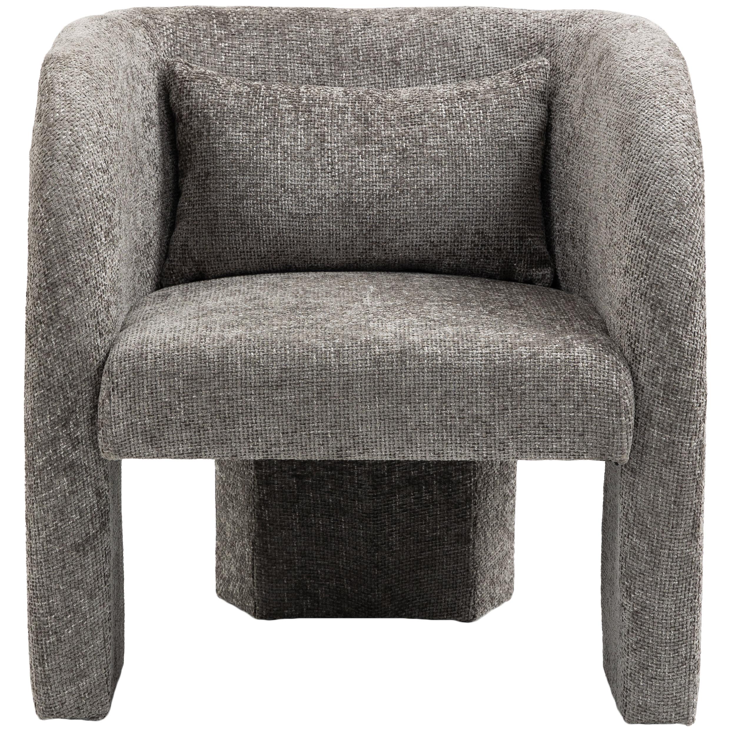 Meridian Sawyer Grey Chenille Fabric Accent Chair