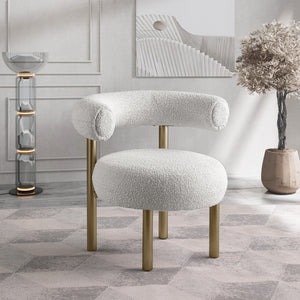 Meridian Bordeaux Cream Boucle Fabric Accent Chair