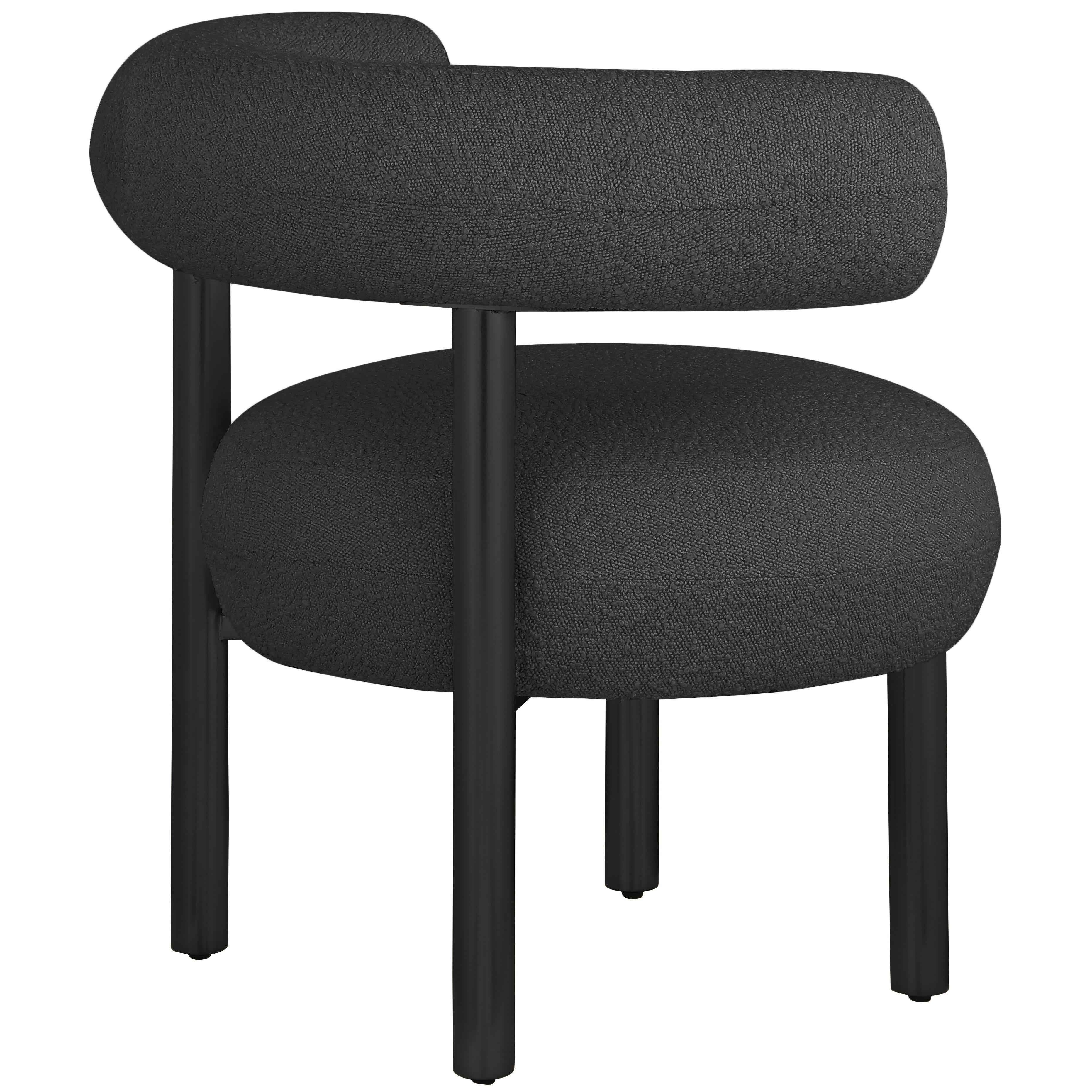 Meridian Bordeaux Black Boucle Fabric Accent Chair
