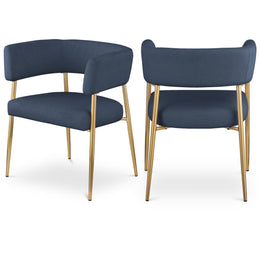 Meridian Creston Deep Navy Durable Linen Textured Fabric Dining Chair