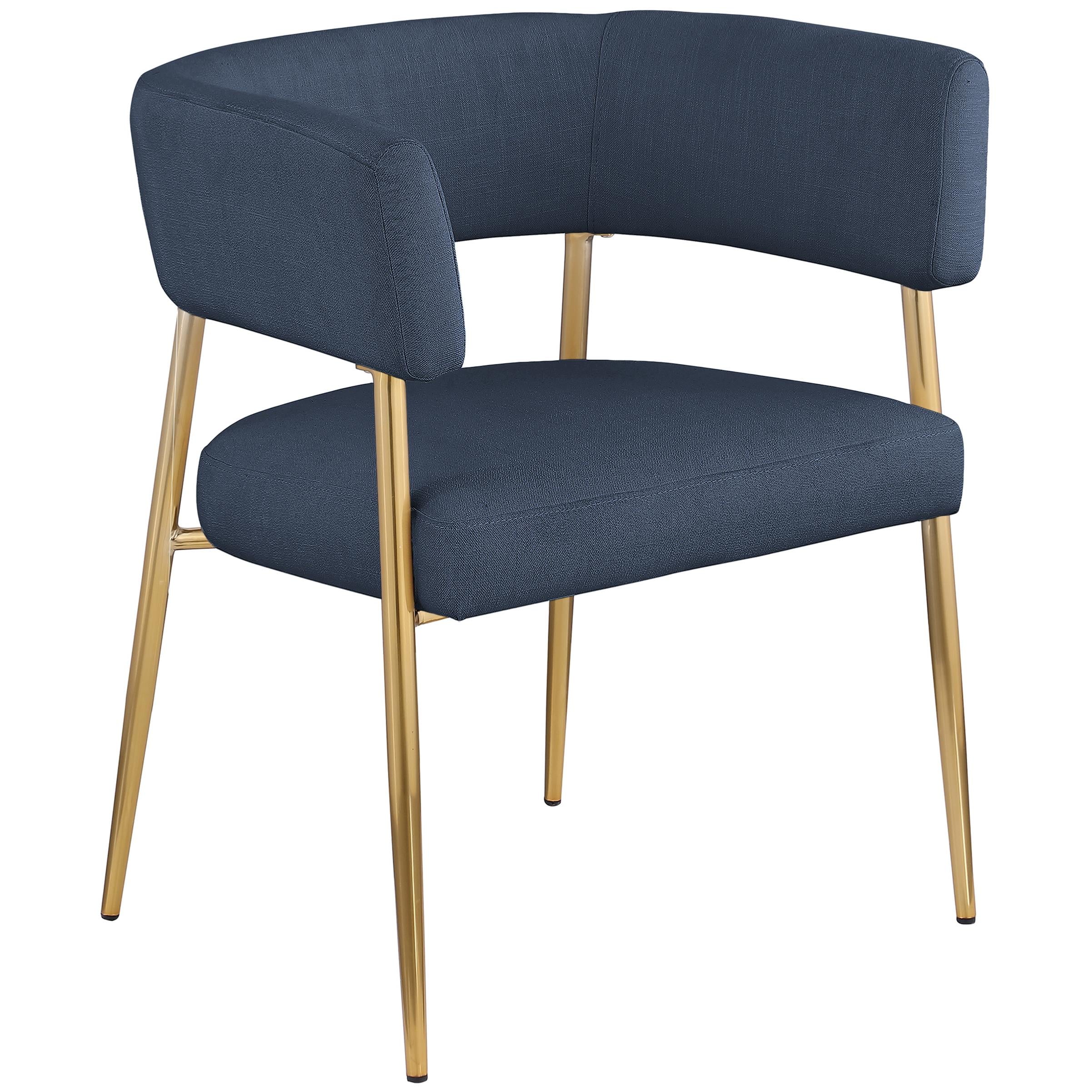 Meridian Creston Deep Navy Durable Linen Textured Fabric Dining Chair