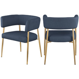 Meridian Creston Deep Navy Durable Linen Textured Fabric Dining Chair