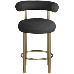 Meridian Bordeaux Black Boucle Fabric Stool