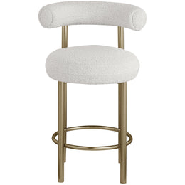 Meridian Bordeaux Cream Boucle Fabric Stool