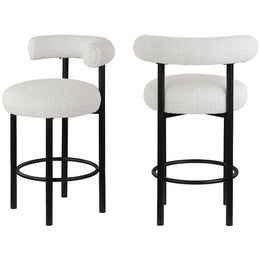 Meridian Bordeaux Cream Boucle Fabric Stool