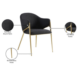 Meridian Nial Black Boucle Fabric Dining Chair