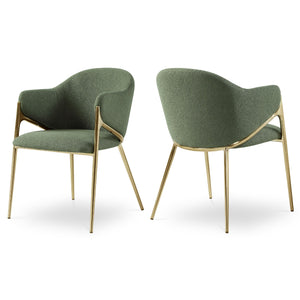 Meridian Nial Green Boucle Fabric Dining Chair
