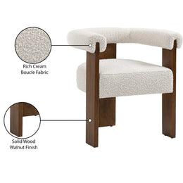 Meridian Barrel Cream Boucle Fabric Dining Chair