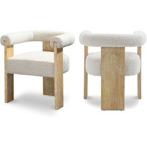 Meridian Barrel Cream Boucle Fabric Dining Chair