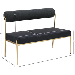 Meridian Carly Black Vegan Leather Bench
