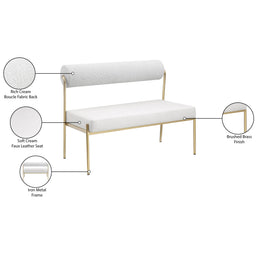Meridian Carly Cream Vegan Leather Bench
