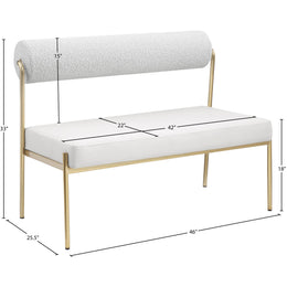 Meridian Carly Cream Vegan Leather Bench