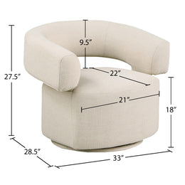 Meridian Niya Beige Linen Textured Fabric Swivel Accent Chair