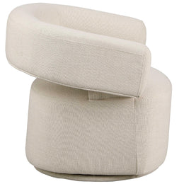 Meridian Niya Beige Linen Textured Fabric Swivel Accent Chair