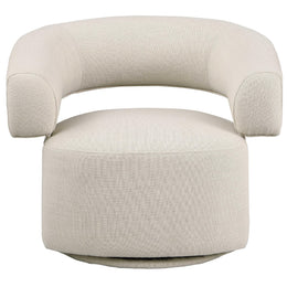 Meridian Niya Beige Linen Textured Fabric Swivel Accent Chair
