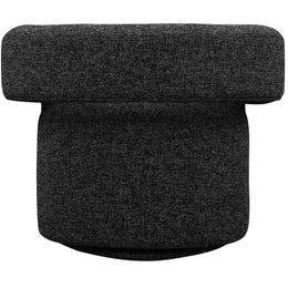Meridian Niya Black Linen Textured Fabric Swivel Accent Chair