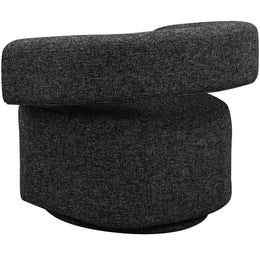 Meridian Niya Black Linen Textured Fabric Swivel Accent Chair