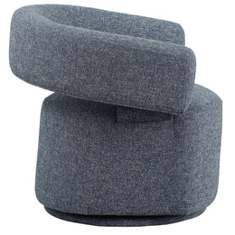 Meridian Niya Blue Linen Textured Fabric Swivel Accent Chair