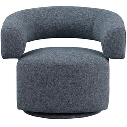Meridian Niya Blue Linen Textured Fabric Swivel Accent Chair