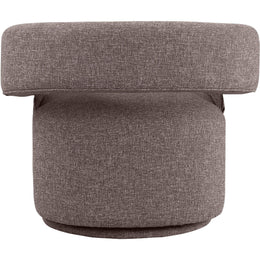 Meridian Niya Brown Linen Textured Fabric Swivel Accent Chair