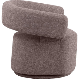 Meridian Niya Brown Linen Textured Fabric Swivel Accent Chair