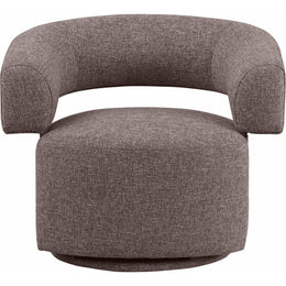 Meridian Niya Brown Linen Textured Fabric Swivel Accent Chair